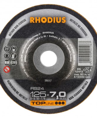 Tarcza do szlifowania T27-180x7,0x22 RHODIUS RS24 TOP ALUMINIUM